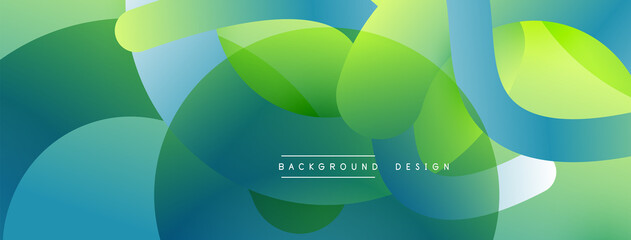 Abstract overlapping lines and circles geometric background with gradient colors