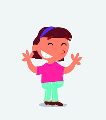  Very pleased cartoon character of little girl on jeans