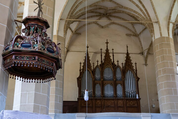 Inside of Biertan fortified church, late gothic materpiece  architecture
