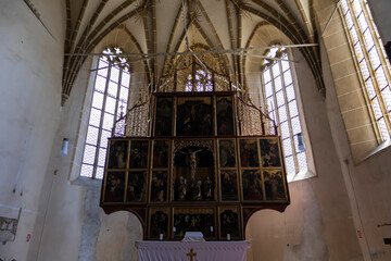 Inside of Biertan fortified church, late gothic materpiece  architecture