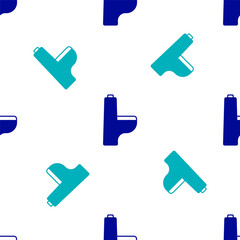 Blue Toilet bowl icon isolated seamless pattern on white background. Vector