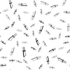 Black Military knife icon isolated seamless pattern on white background. Vector