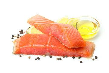 Fresh raw salmon isolated on white background