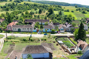 Alma Vii village in Transylvania, Romania. Colorful houses in Alma Vii, the place where traditions come back to life
