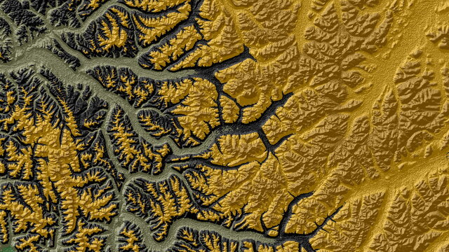 Yellow Black Digital Elevation Model in West of Russia