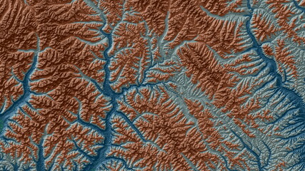Blue Brown Digital Elevation Model in West of Russia