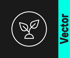 White line Plant based icon isolated on black background. Vector