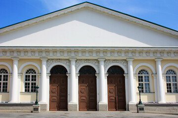 Ancient wooden door in a stone building