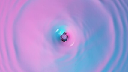 Super slow motion of dripping water drop illuminated by neon lights. Filmed on high speed cinema camera, 1000 fps. - Powered by Adobe