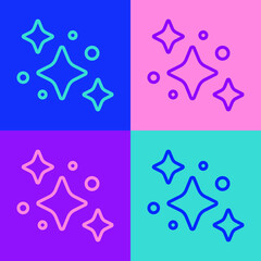 Pop art line Home cleaning service concept icon isolated on color background. Building and house. Vector