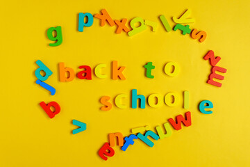 Back to school on a yellow background. Website, video blog. Yellow background