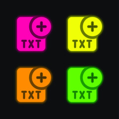Add four color glowing neon vector icon