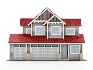 Large luxury house isolated on white background. 3D illustration