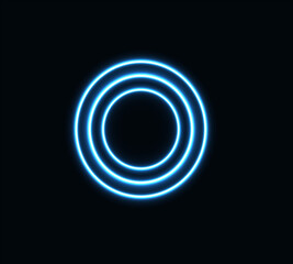 Abstraction blue neon circle, geometric glowing figure for advertising and banner.
