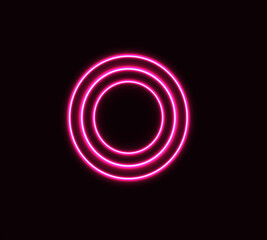 3d pink neon round frame, circle, ring shape, ultraviolet light, abstract background