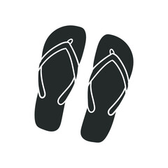 Flip Flop Icon Silhouette Illustration. Sandal Summer Vector Graphic Pictogram Symbol Clip Art. Doodle Sketch Black Sign.
