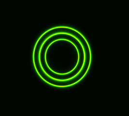 Green neon circle, 3d abstraction, glowing design.