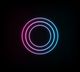 Neon circle blue pink light, advertising banner for your print.