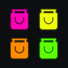 Bag four color glowing neon vector icon
