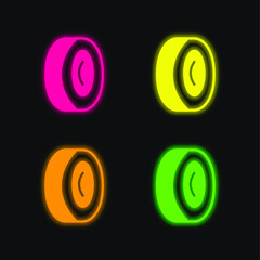 Alloy Wheel four color glowing neon vector icon