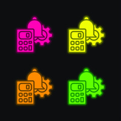 Audit four color glowing neon vector icon