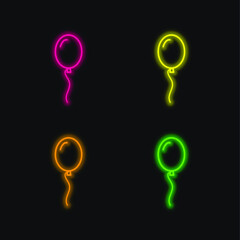 Balloon four color glowing neon vector icon