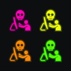 Anonymous four color glowing neon vector icon