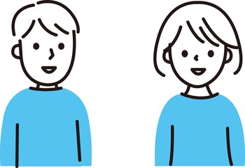 若いカップル、上半身