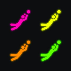 Ball Games four color glowing neon vector icon