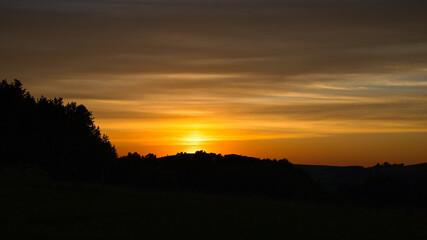 Fototapeta na wymiar Shadow sunset landscape, sunset sky, sunset clouds, shadow hill landscape
