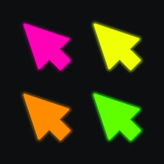 Arrow four color glowing neon vector icon