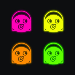 Baby four color glowing neon vector icon