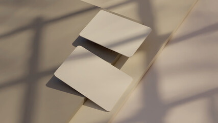 Business card white brown mockup 3d rendering