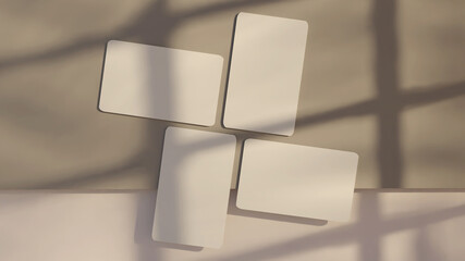 Business card white brown mockup 3d rendering
