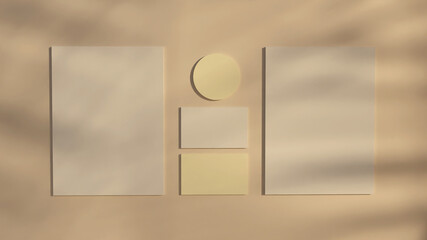 Stationary Business card mockup 3d rendering