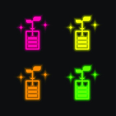Obraz premium Battery four color glowing neon vector icon