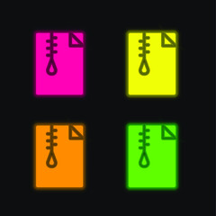Archive four color glowing neon vector icon