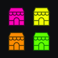 App Store four color glowing neon vector icon
