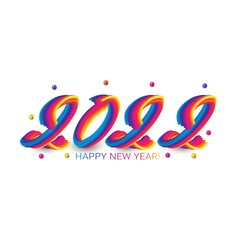 2022 New Year. Colorful Fluid numbers With Stroke. New year illustration. Colorful brushstroke oil or acrylic paint lettering