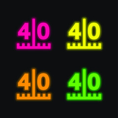 American Football Scores Numbers four color glowing neon vector icon