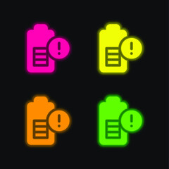 Battery Level four color glowing neon vector icon