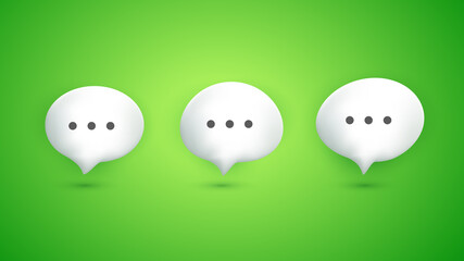 3D cute bubble chat carton comic style collection set with green background