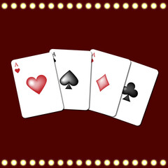 Casino background, cards on a dark background. Gambling, casino, Vegas Games Background. Casino Slot Games.
