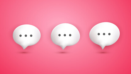 3D cute bubble chat carton comic style collection set with pink background