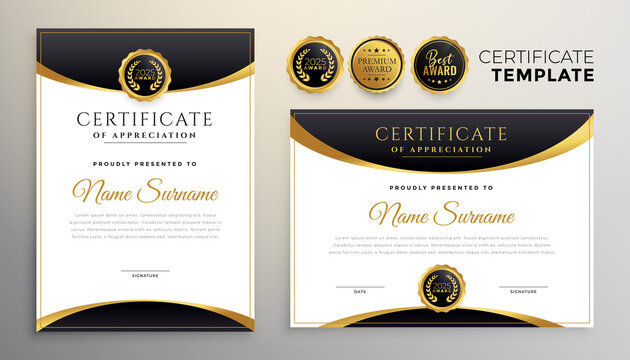 premium black and golden diploma certificate multipurpose template