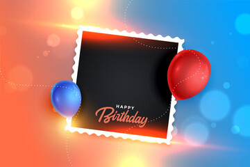 beautiful birthday photo frame banner with balloons