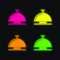 Bell four color glowing neon vector icon