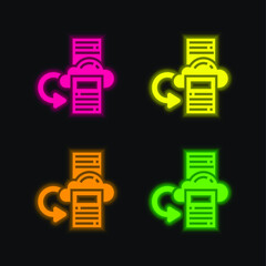 Backup four color glowing neon vector icon