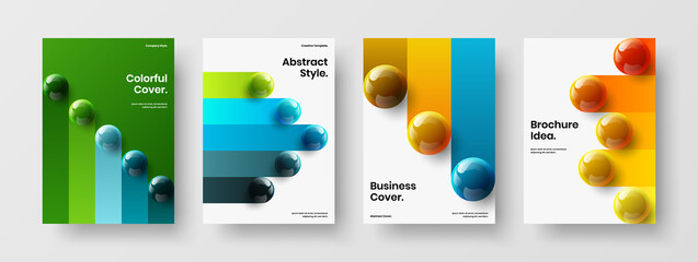 Amazing brochure A4 vector design layout bundle. Unique 3D balls cover template composition.