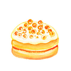  Hand painted in watercolor. Coffee, cake, marshmallow, cherry, bun, blueberry, strawberry.Cakes, love heart,strawberry cupcakes.